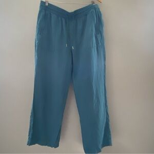 Athleta Relaxed Summer Linen Drawstring Pants in Teal